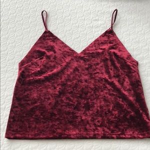 Small Wine Velvet Spaghetti Strap Tank